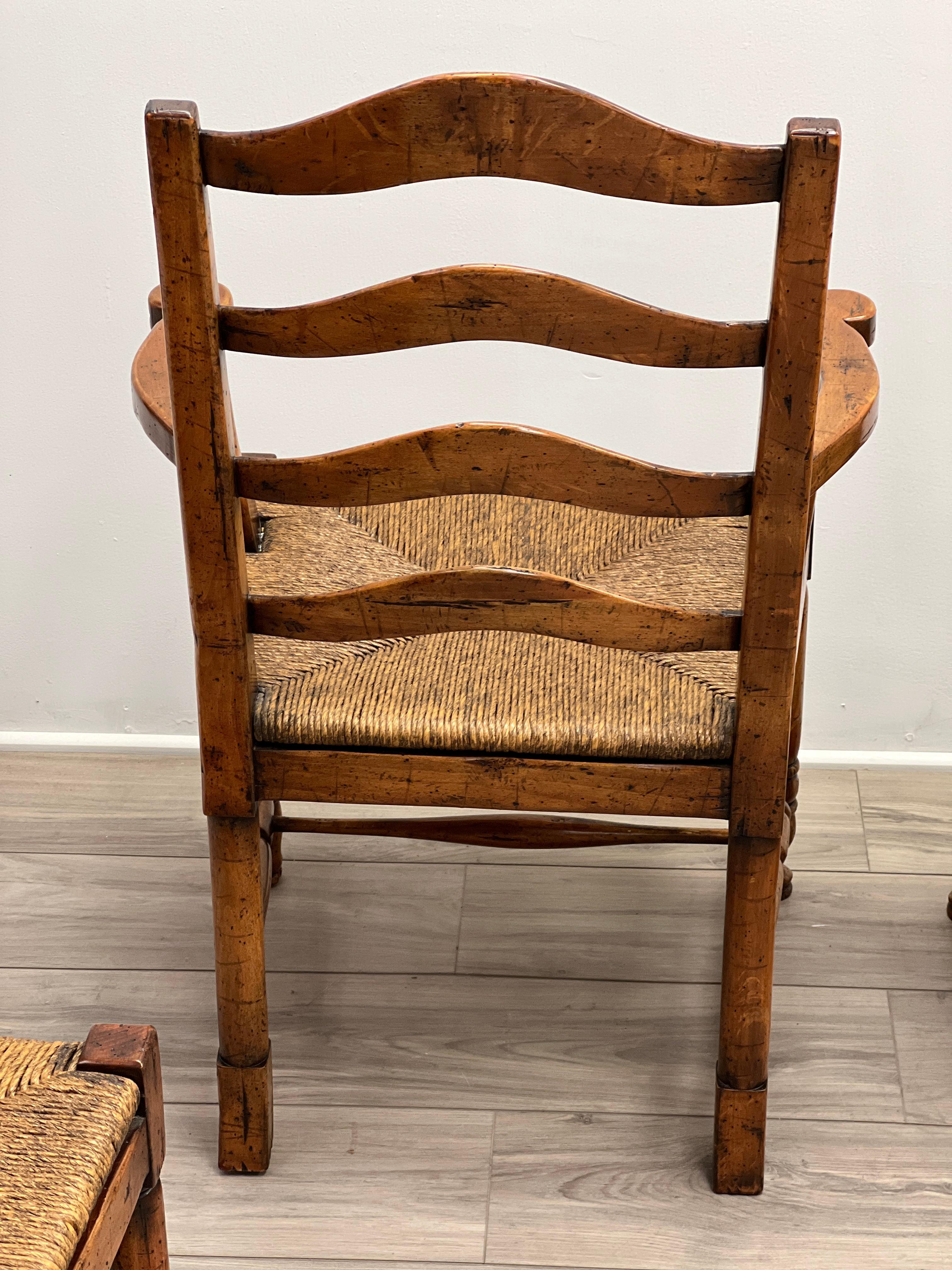 Set of French Provincial Style Ladder Back Chairs 6
