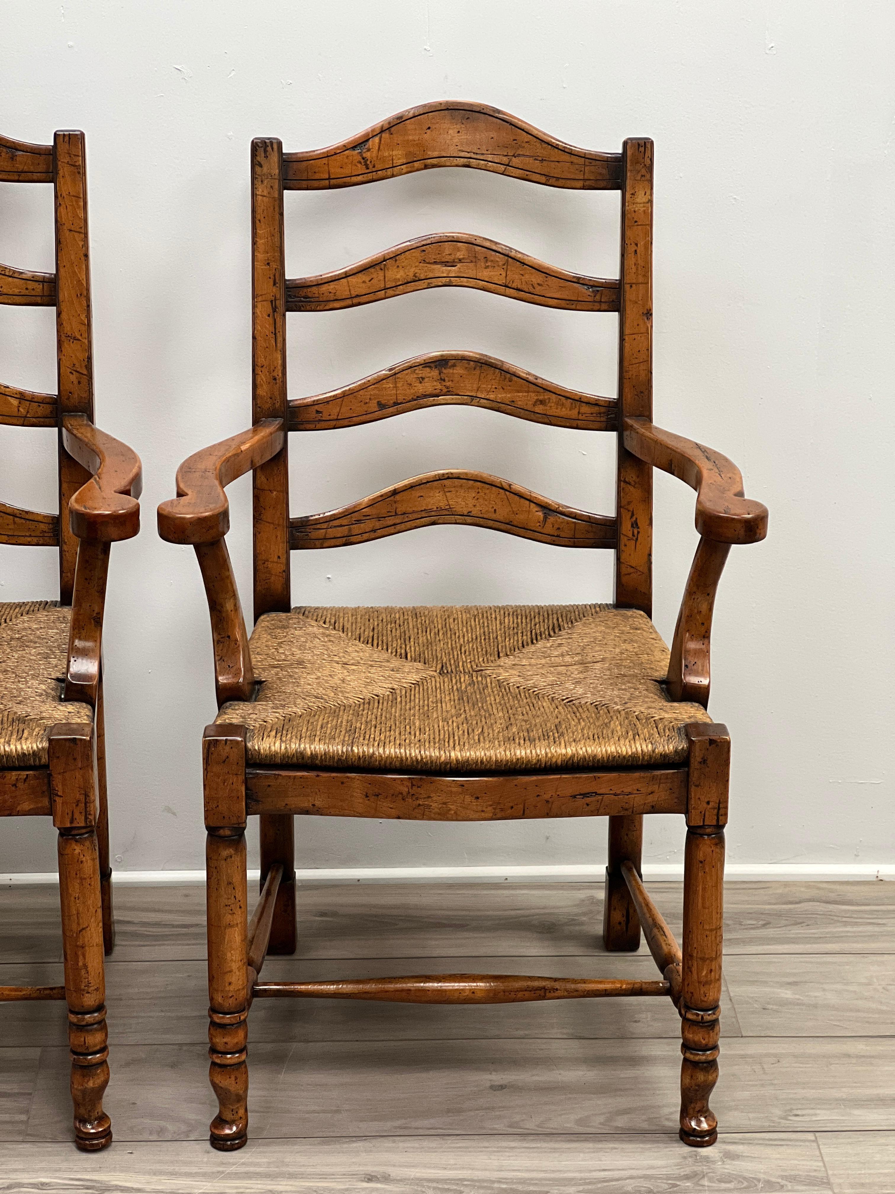 20th Century Set of French Provincial Style Ladder Back Chairs