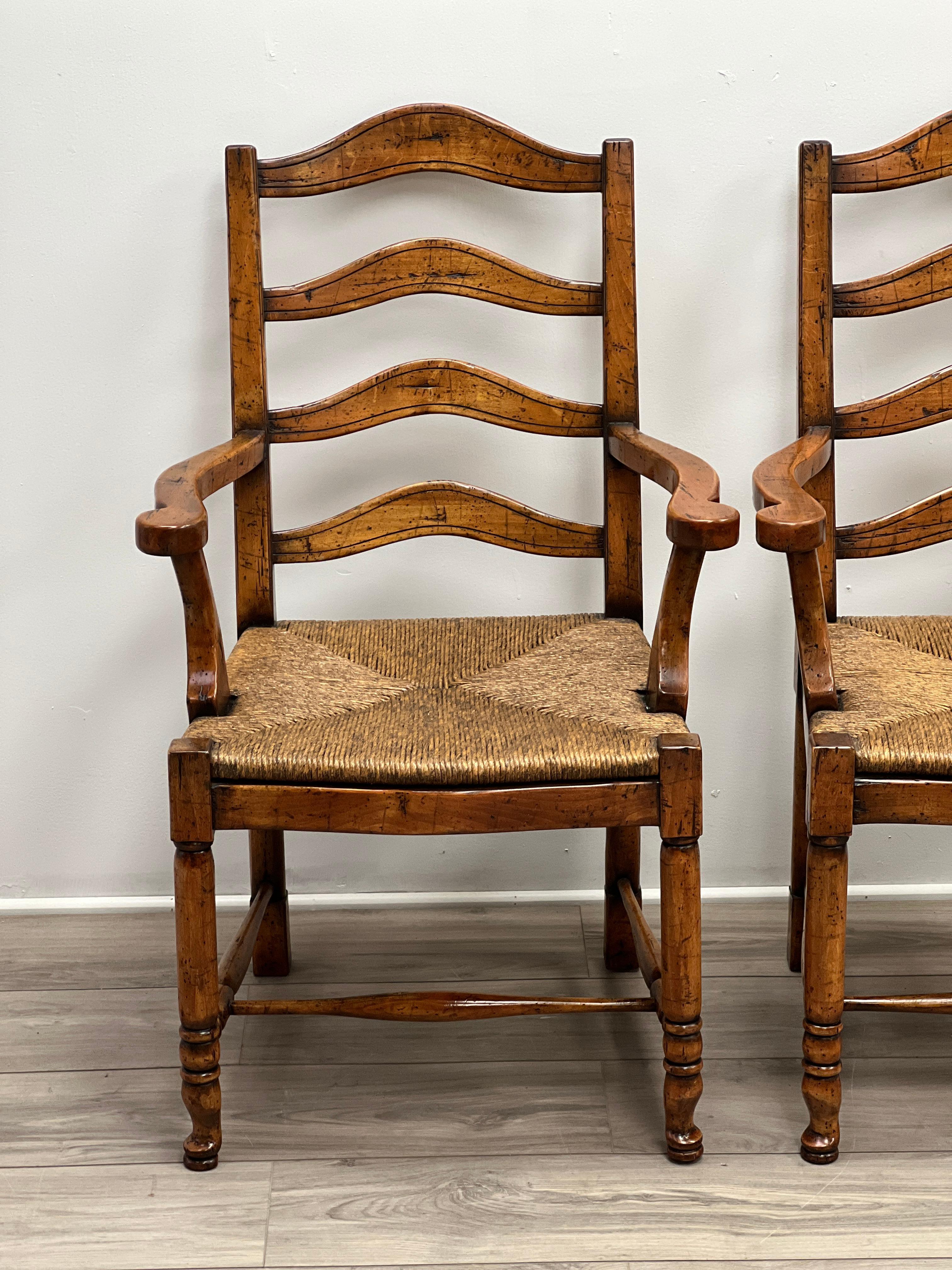 Cherry Set of French Provincial Style Ladder Back Chairs