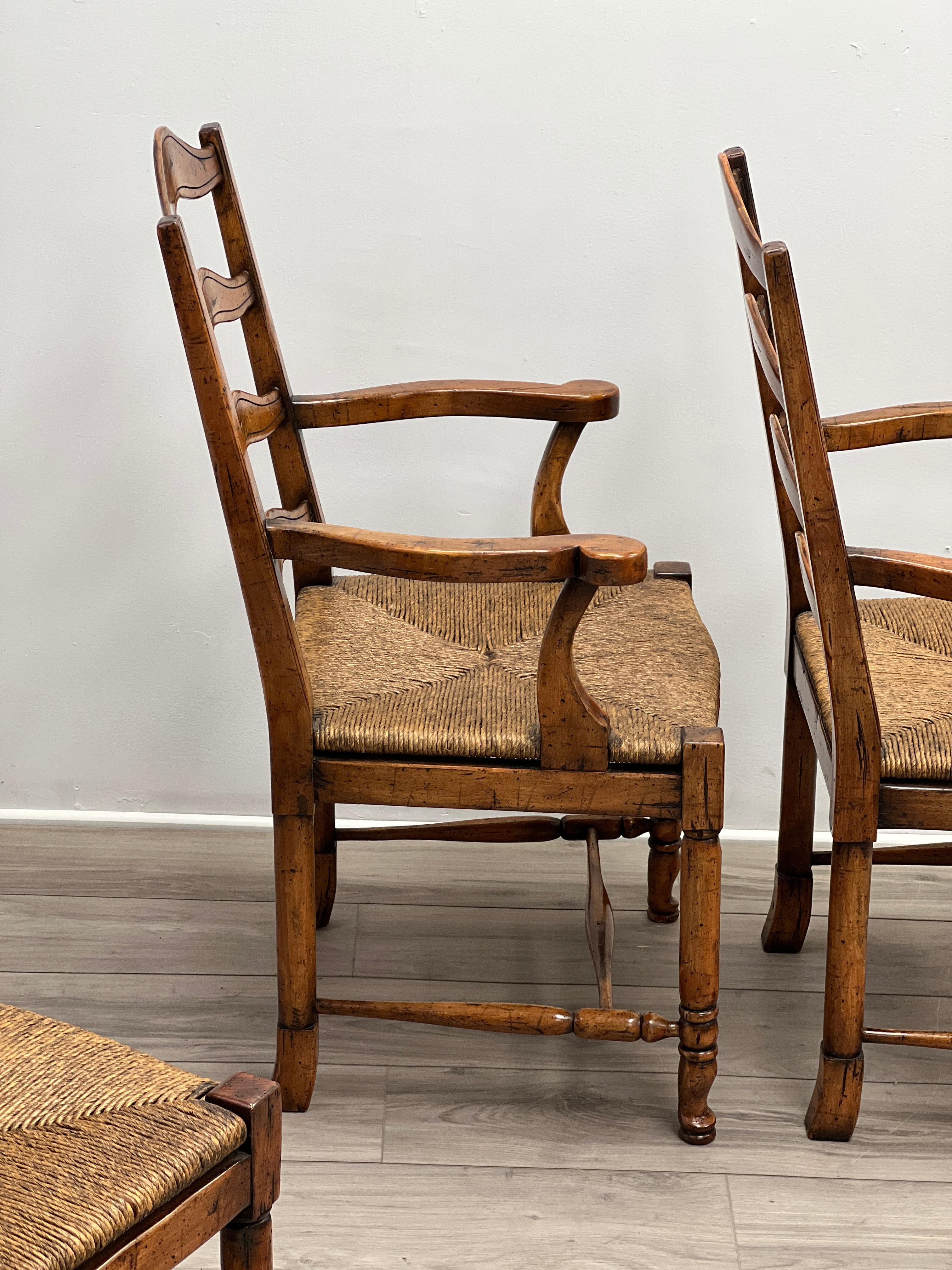 Set of French Provincial Style Ladder Back Chairs 1