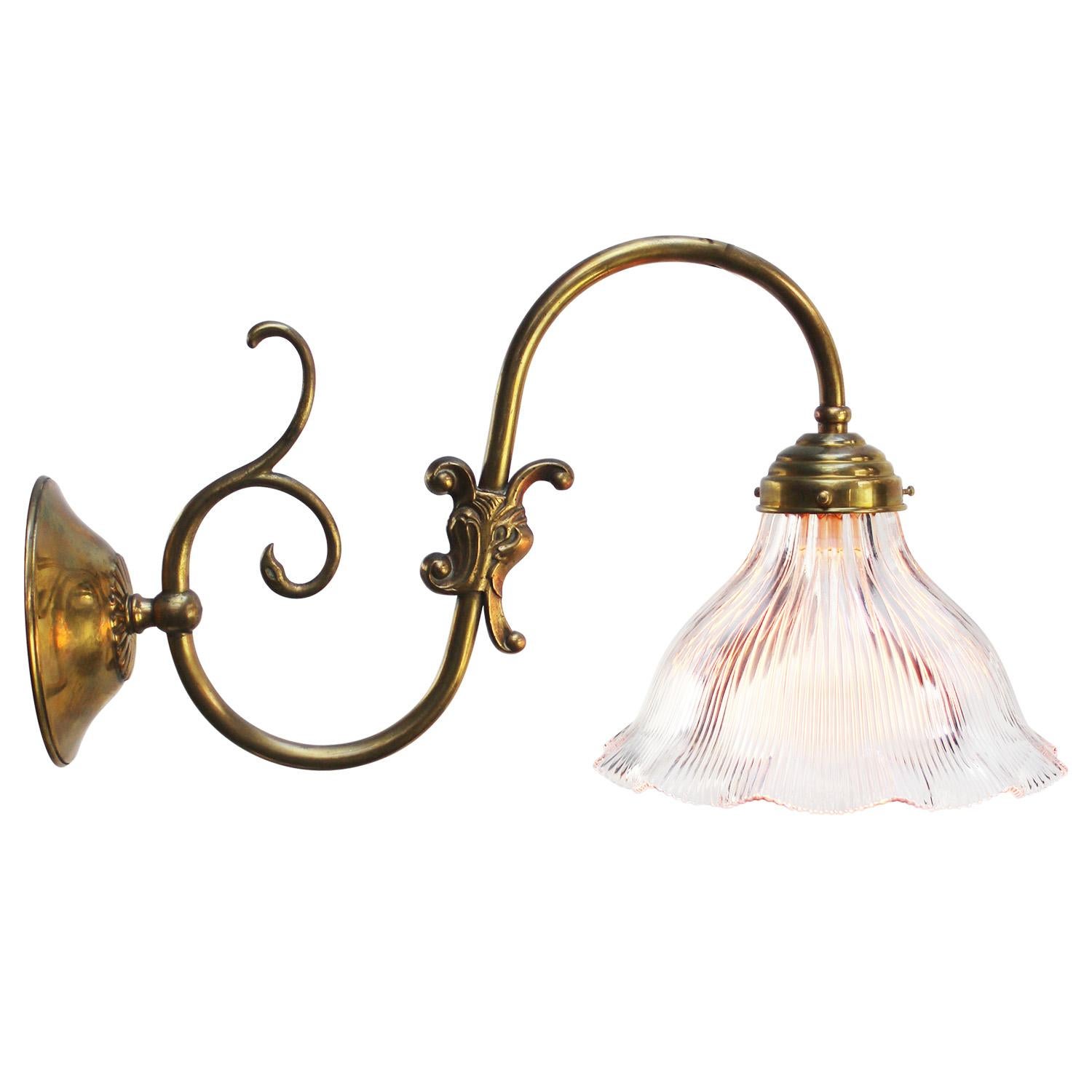 Set of French Regency Cut Glass Brass Sconces Wall Lamps