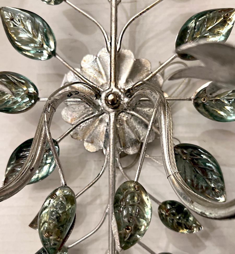 Glass Set of French Silver-Leaf Sconces, Sold Per Pair For Sale