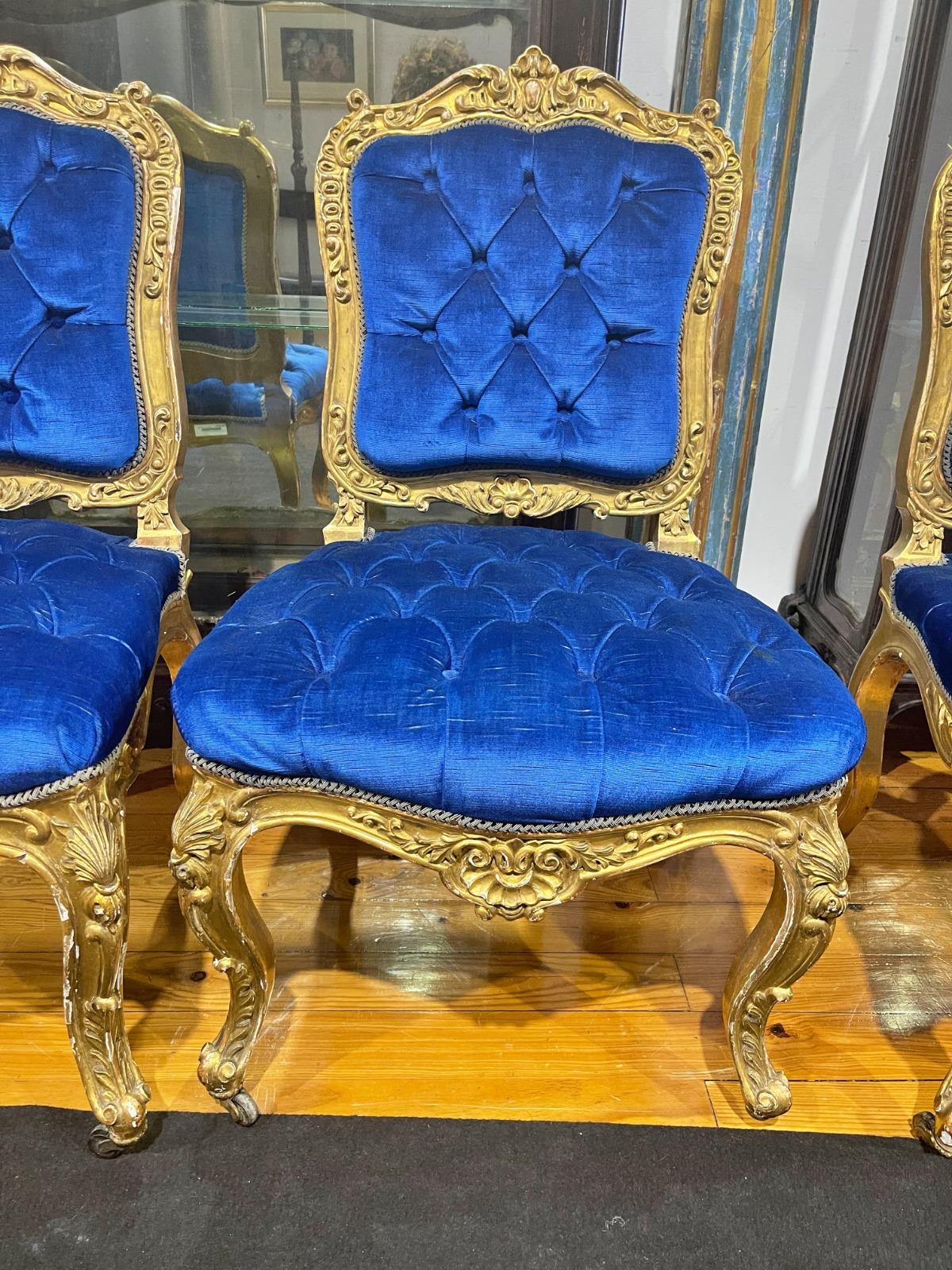 Hand-Crafted Set of French Sofa and 4 Chairs, 19th Century