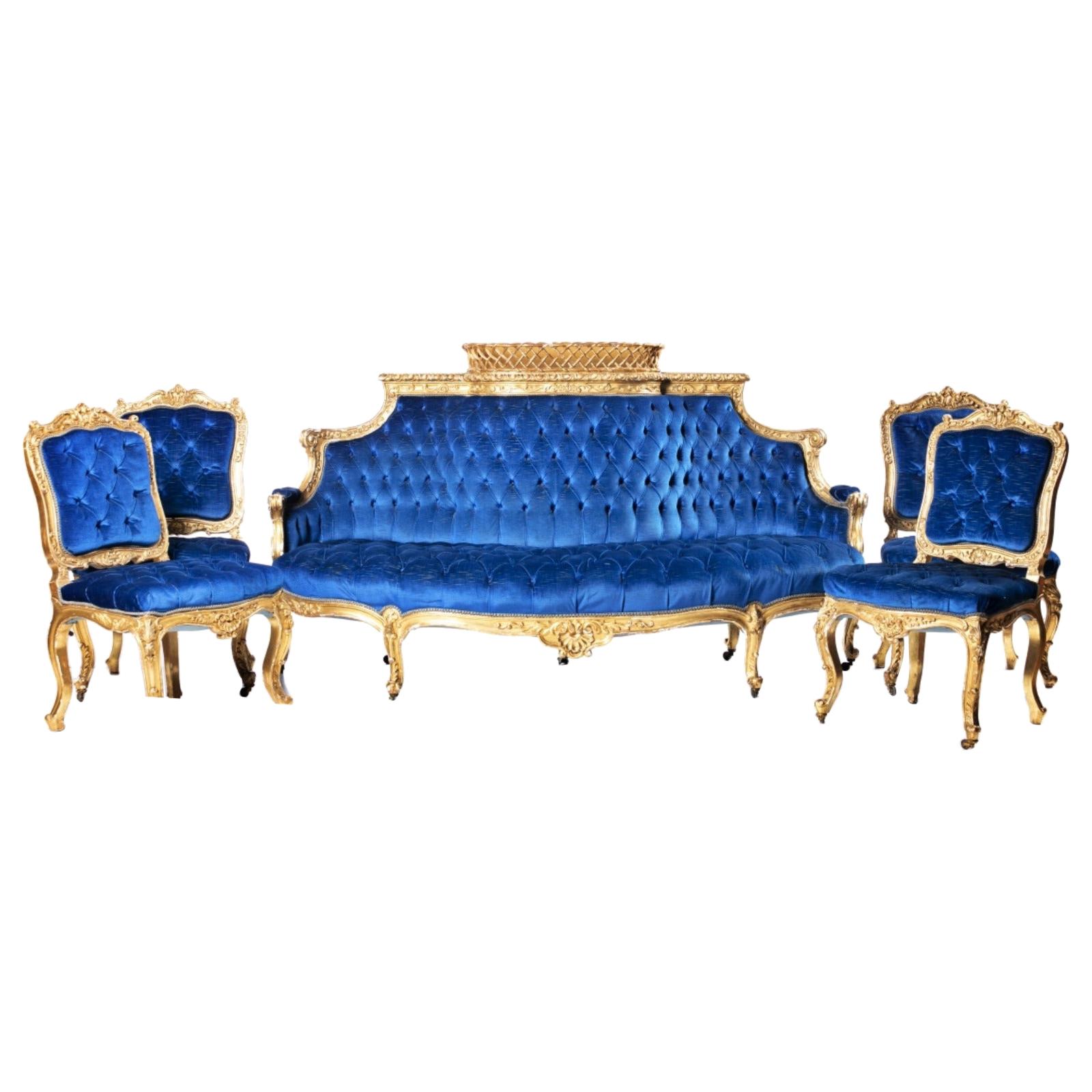 Set of French Sofa and 4 Chairs, 19th Century