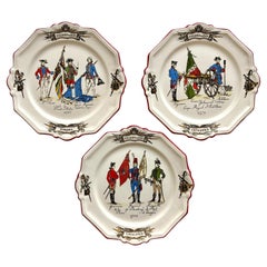 Set of French "Soldats du Roi Louis XVI" Plates by Saint-Clément, c 1960/70