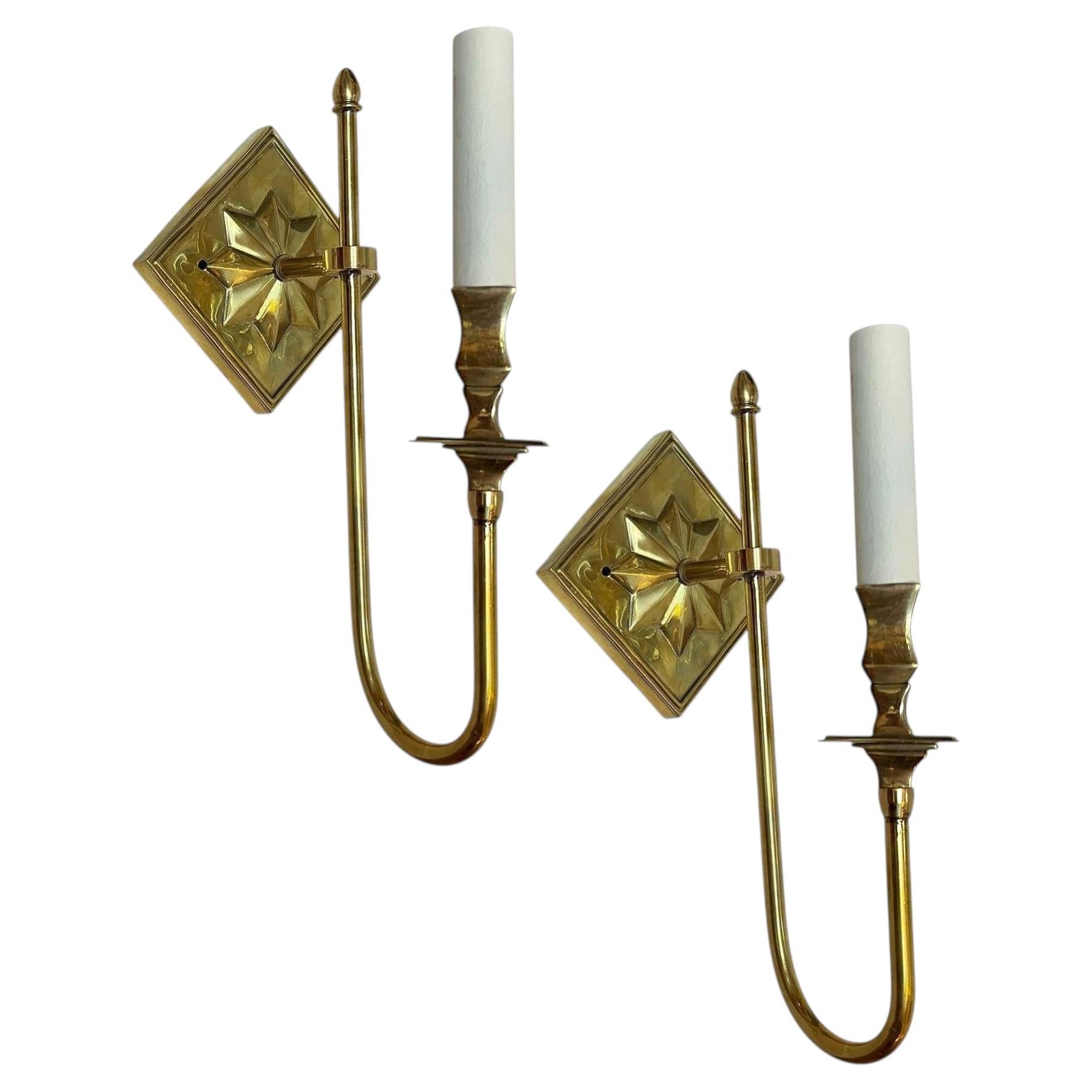 Set of French Star Sconces.Sold per pair For Sale