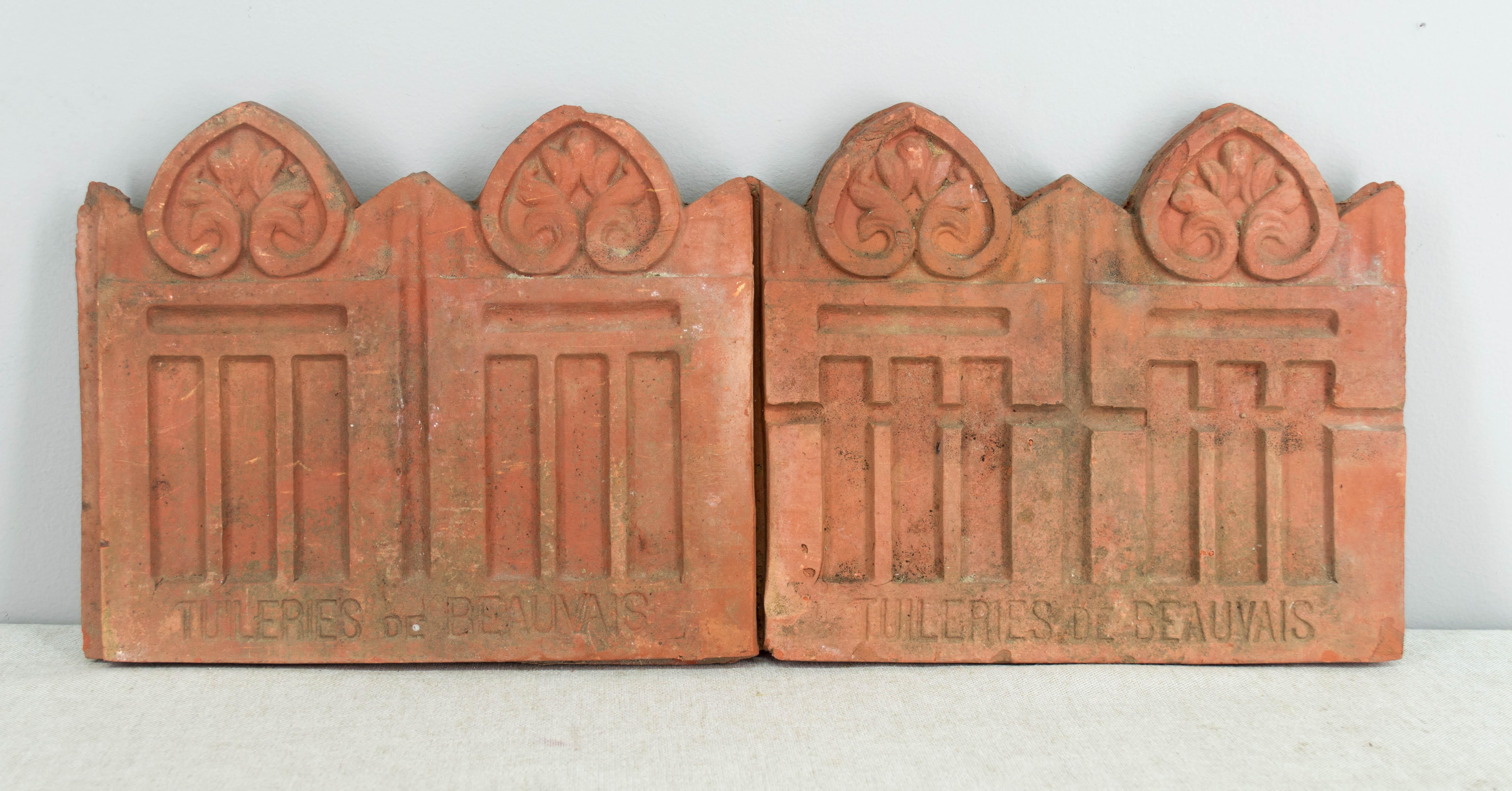 Art Nouveau Set of French Terracotta Garden Tiles