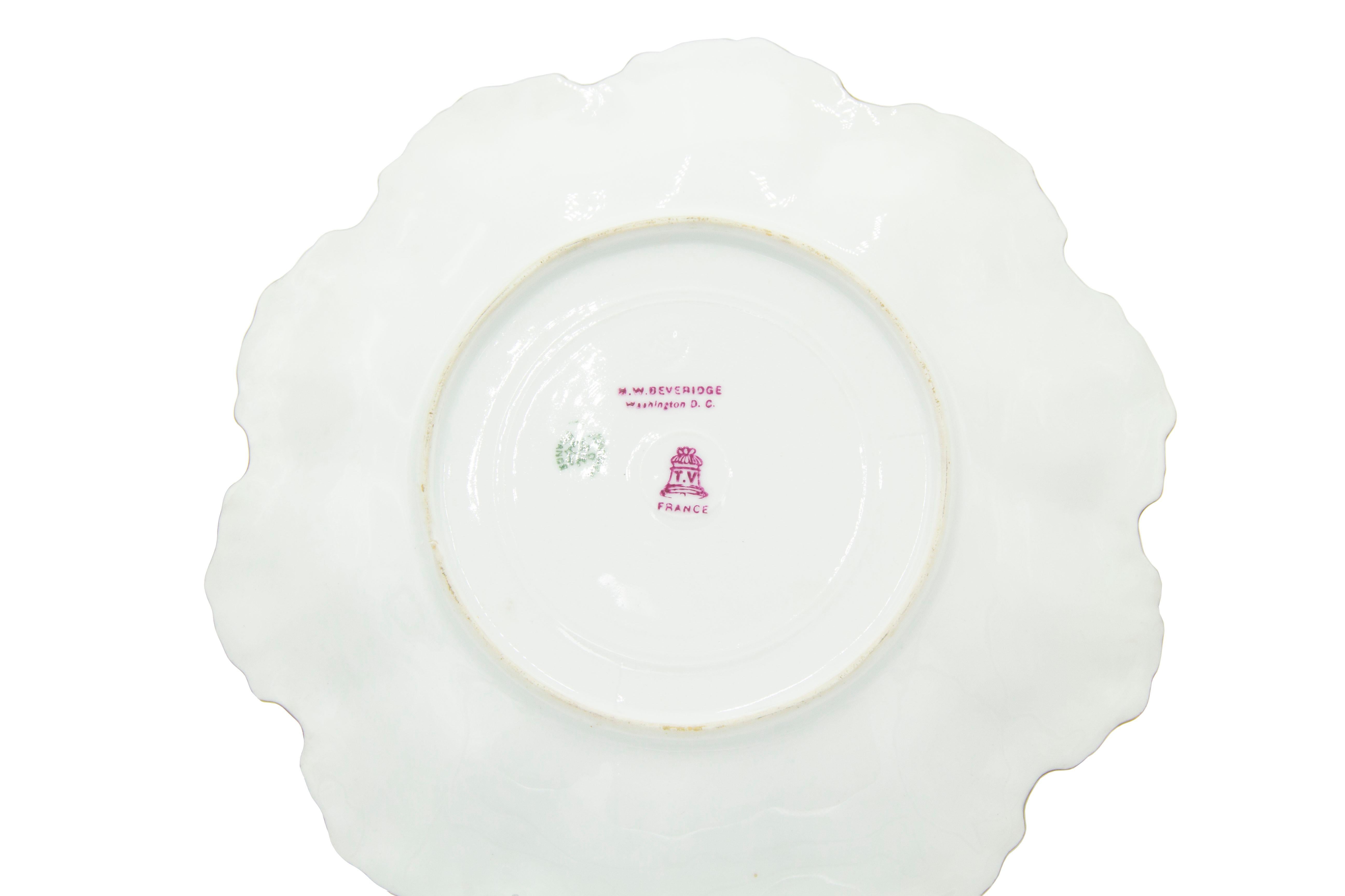 Juego de platos de porcelana francesa victoriana de Limoges siglo XIX en venta