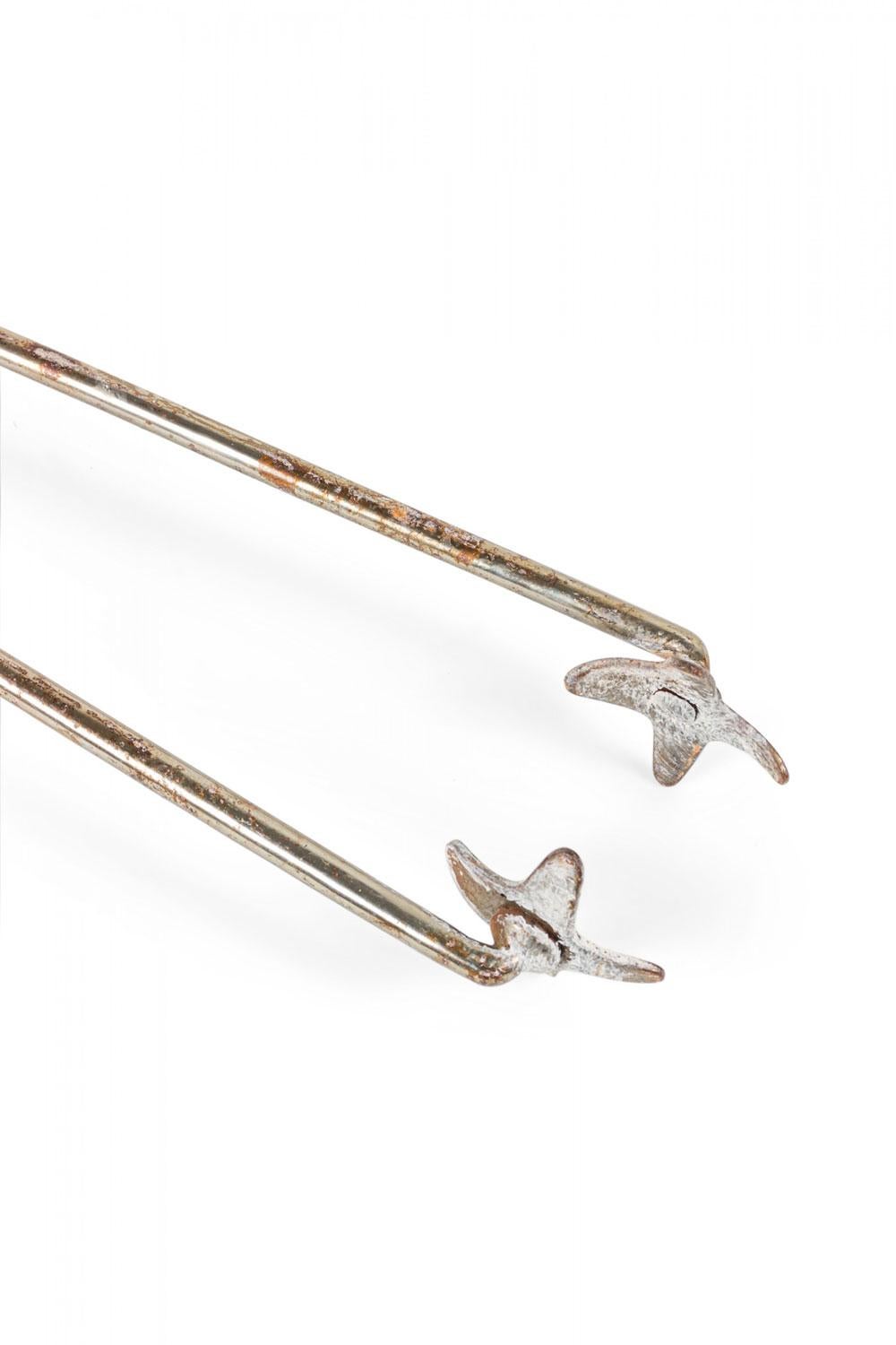 Set of French Victorian Style Iron and Brass Scroll Design Fire Tools For Sale 5