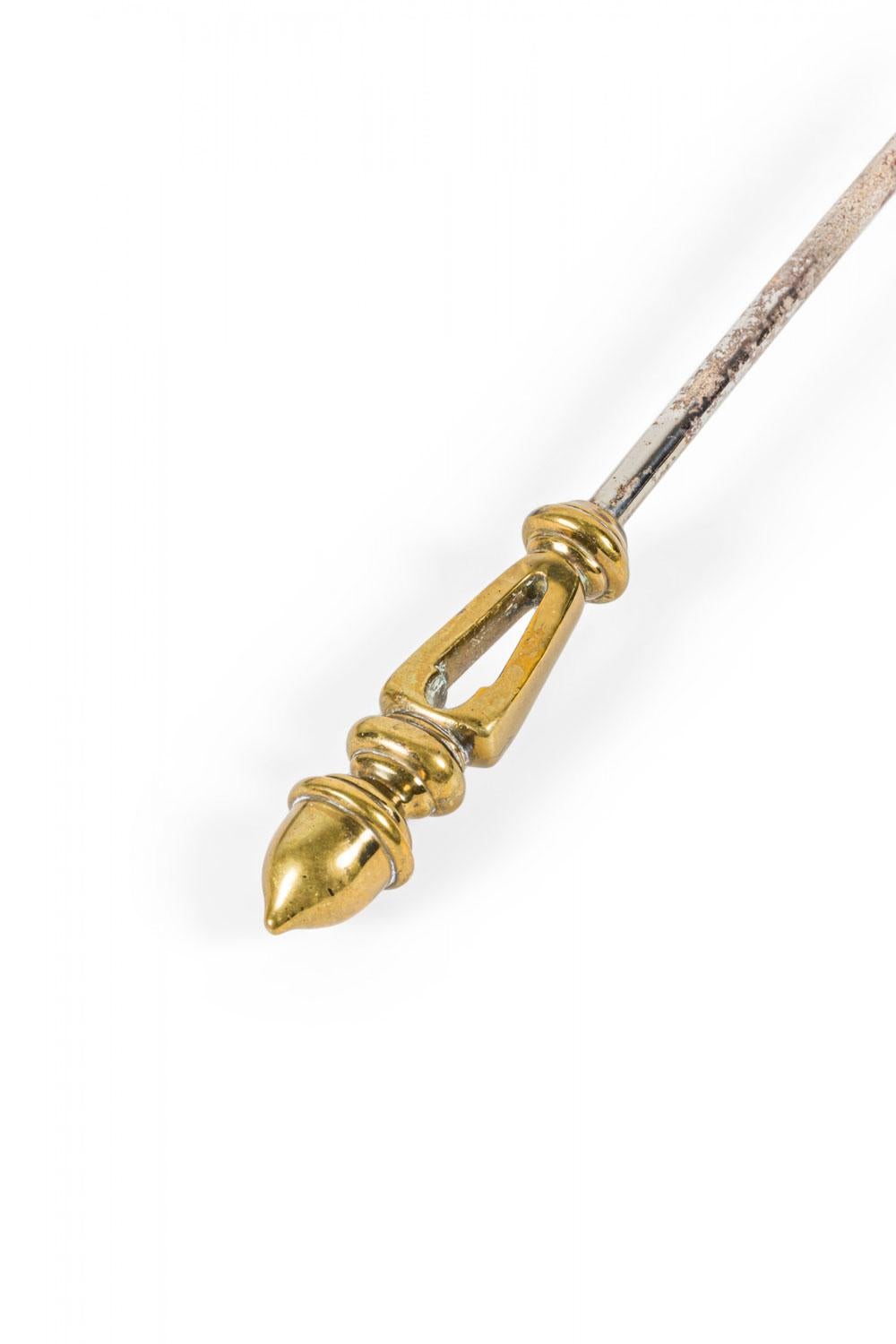 Set of French Victorian Style Iron and Brass Scroll Design Fire Tools For Sale 7