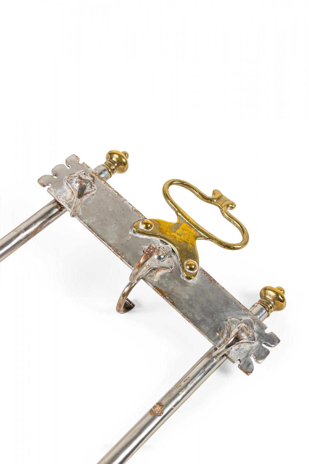 Set of French Victorian Style Iron and Brass Scroll Design Fire Tools For Sale 8