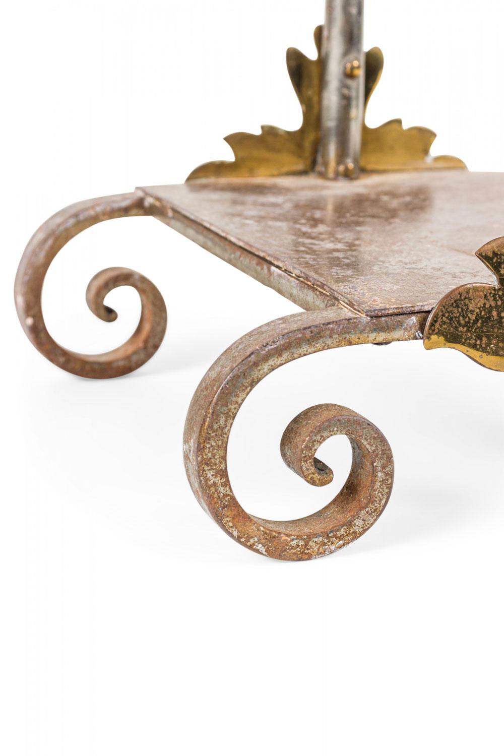 Set of French Victorian Style Iron and Brass Scroll Design Fire Tools For Sale 10