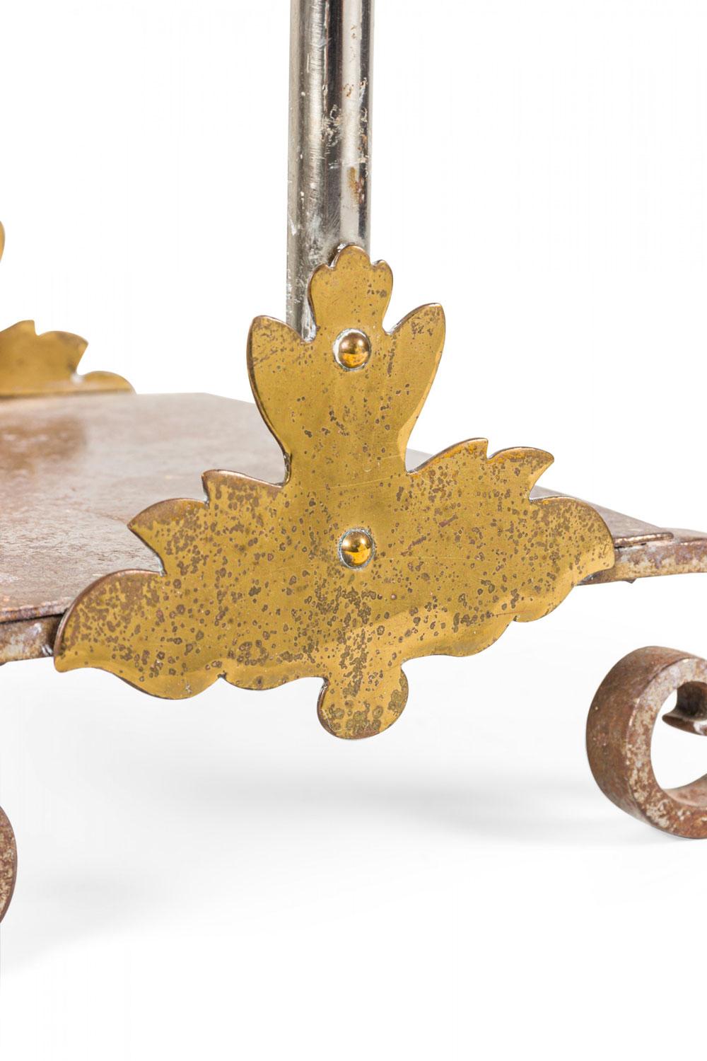 Set of French Victorian Style Iron and Brass Scroll Design Fire Tools For Sale 11