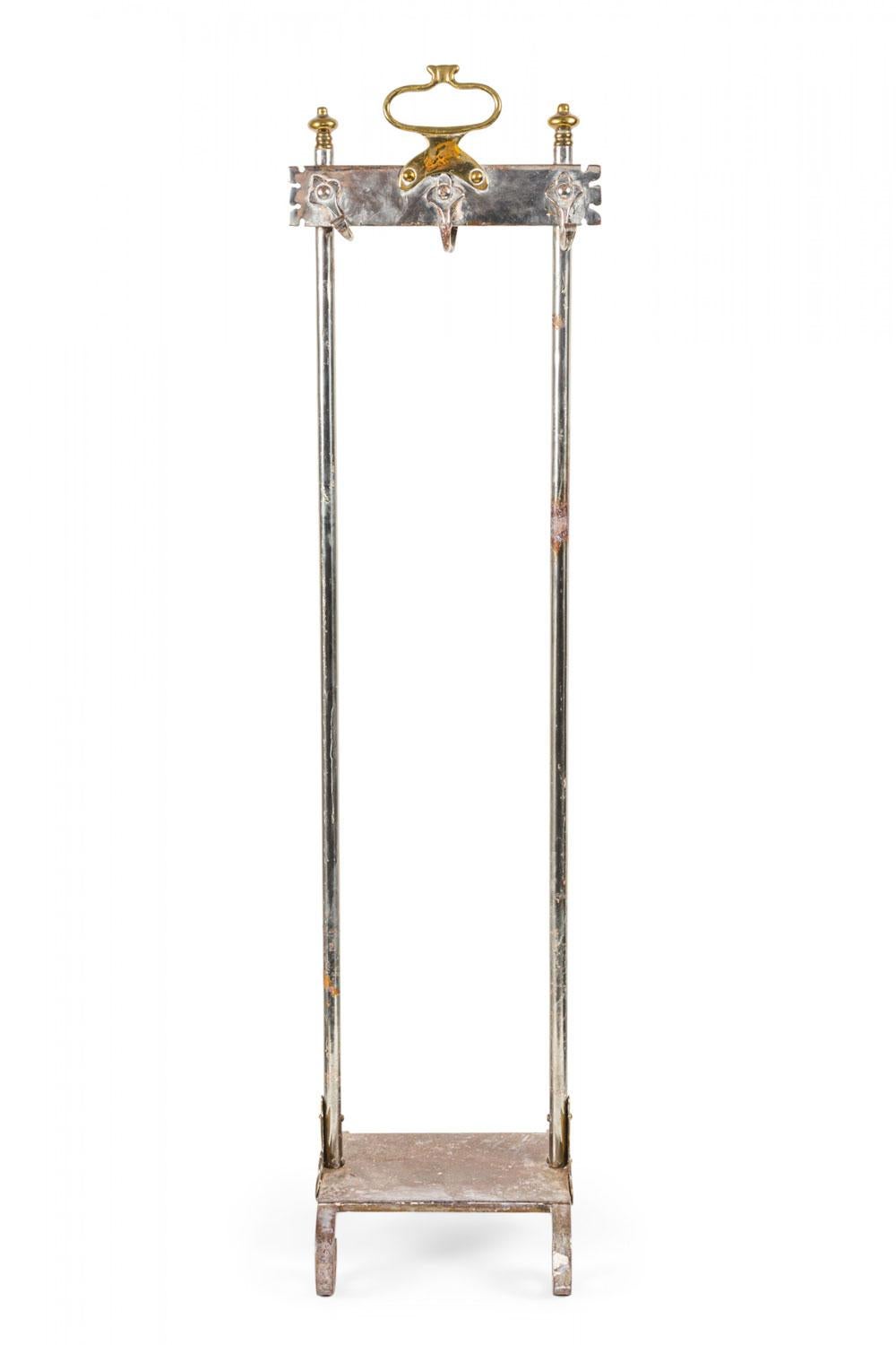 20th Century Set of French Victorian Style Iron and Brass Scroll Design Fire Tools For Sale