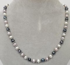 Set of Fresh Water Multi Color Cultured Pearls Necklace, Bracelet and Earrings