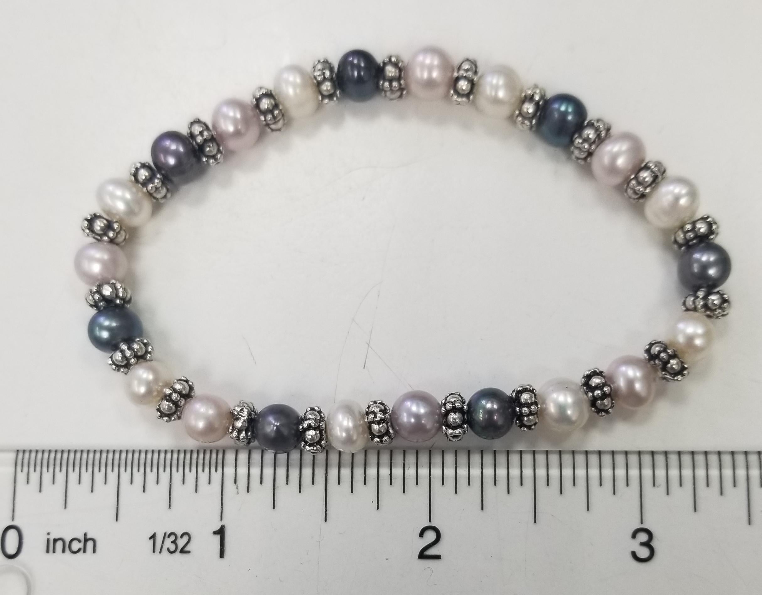 Taille ronde Ensemble de collier, bracelet et boucles d'oreilles en perles de culture multicolores d'eau douce en vente
