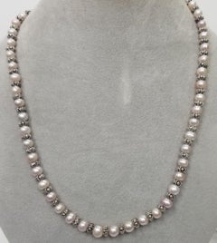 Ensemble de collier, bracelet et boucles d'oreilles en perles de culture roses d'eau douce avec Rondel