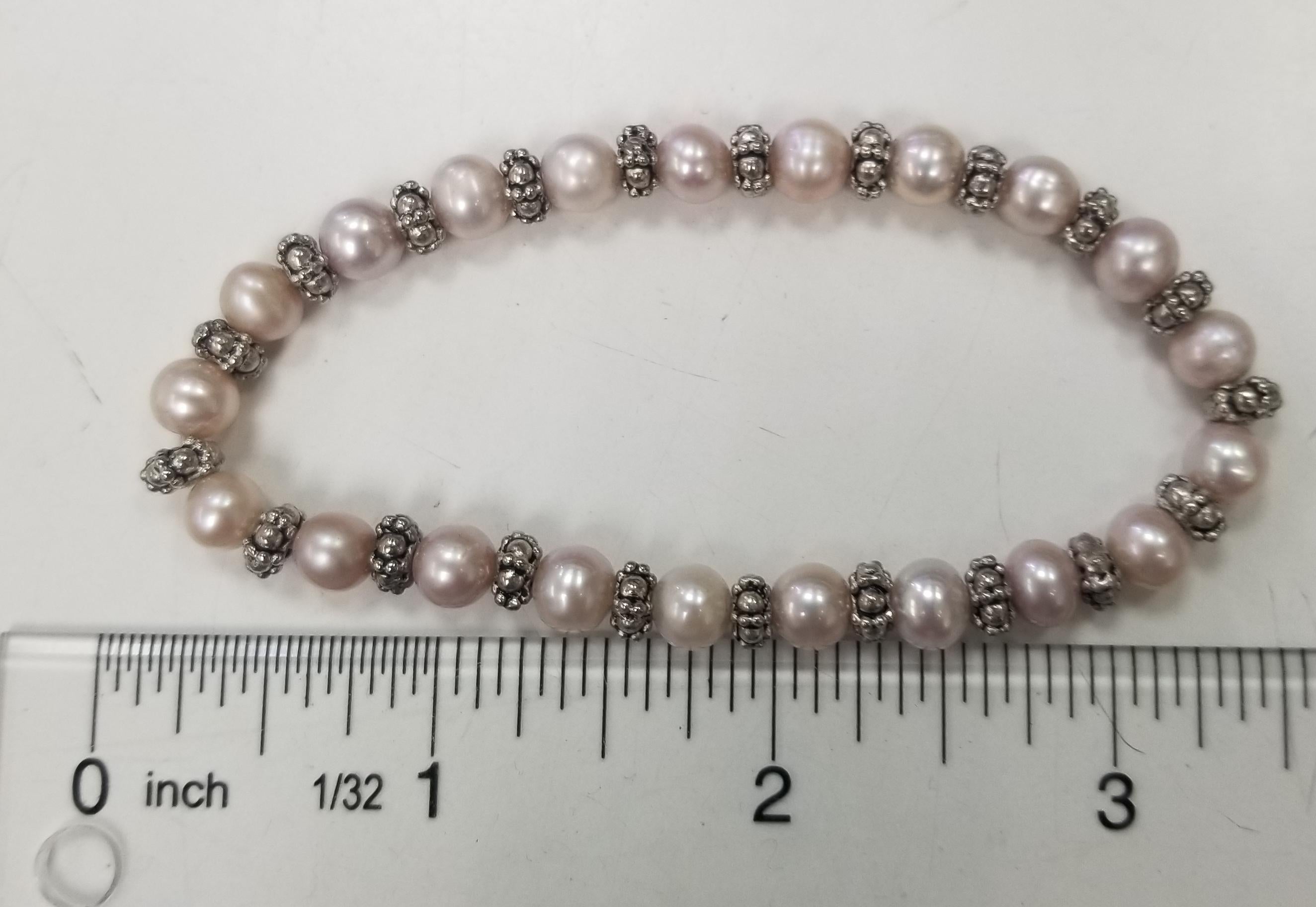 Taille ronde Ensemble de collier, bracelet et boucles d'oreilles en perles de culture roses d'eau douce avec Rondel en vente
