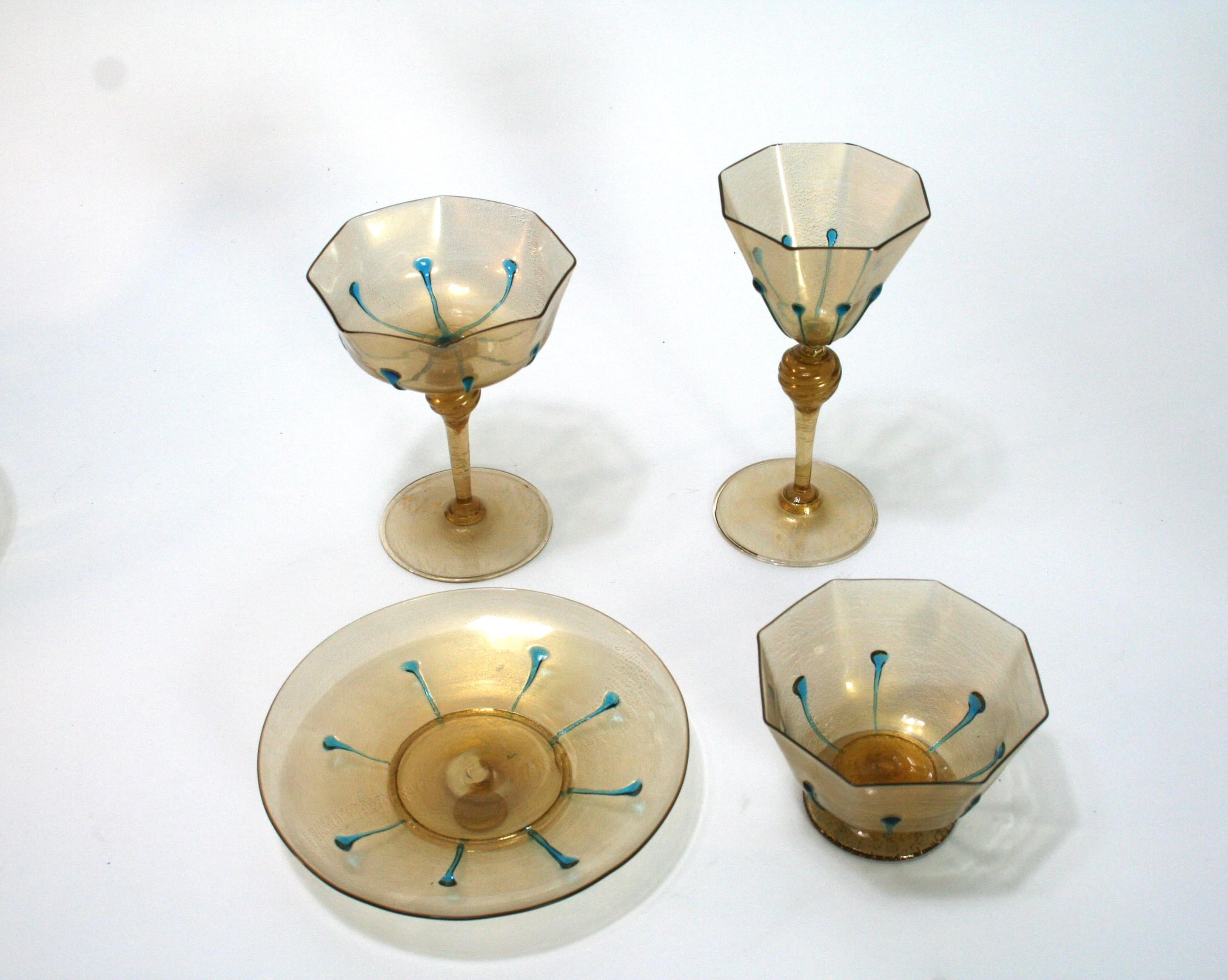 XX secolo Set di bicchieri veneziani di Galliano Ferro in vendita