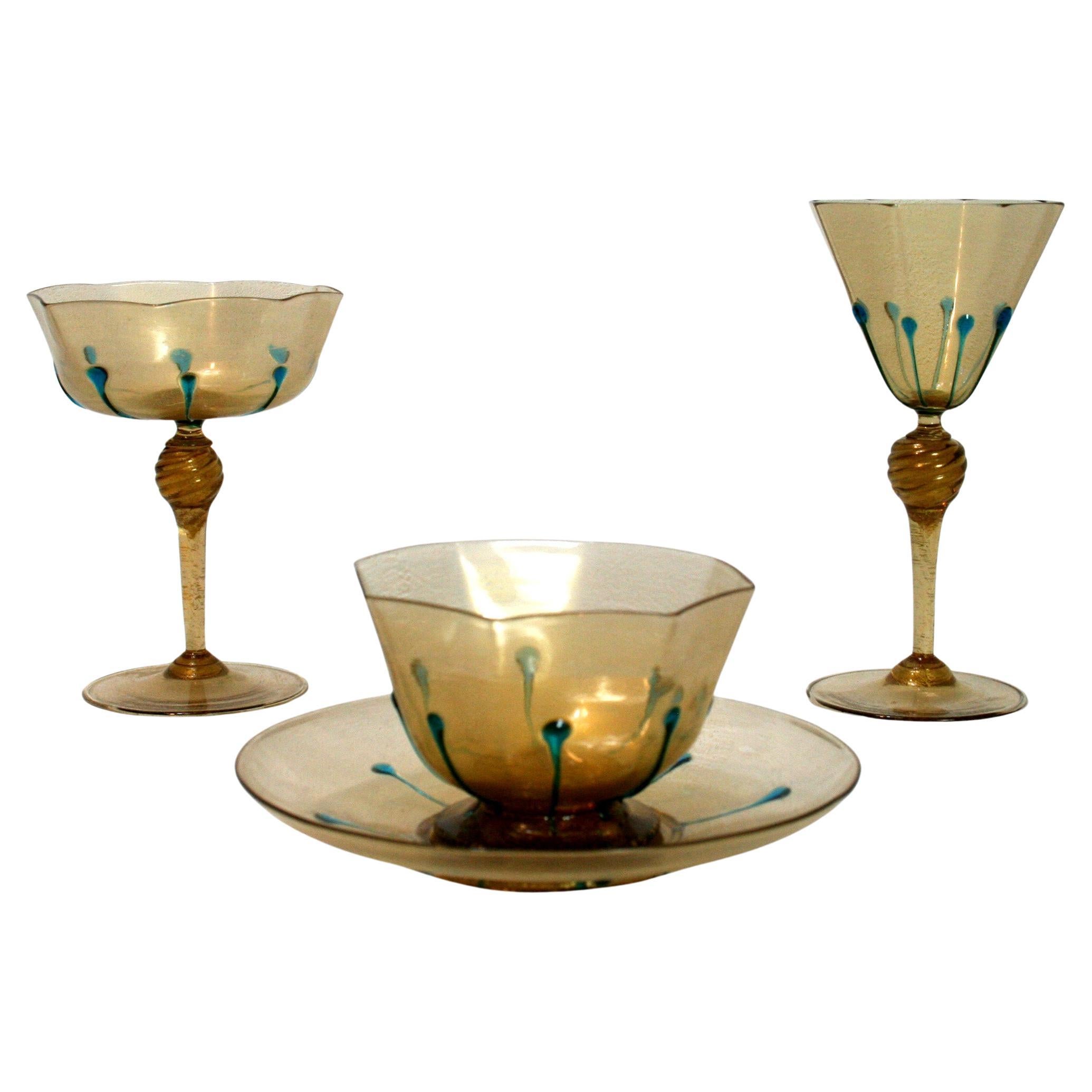 Set di bicchieri veneziani di Galliano Ferro
