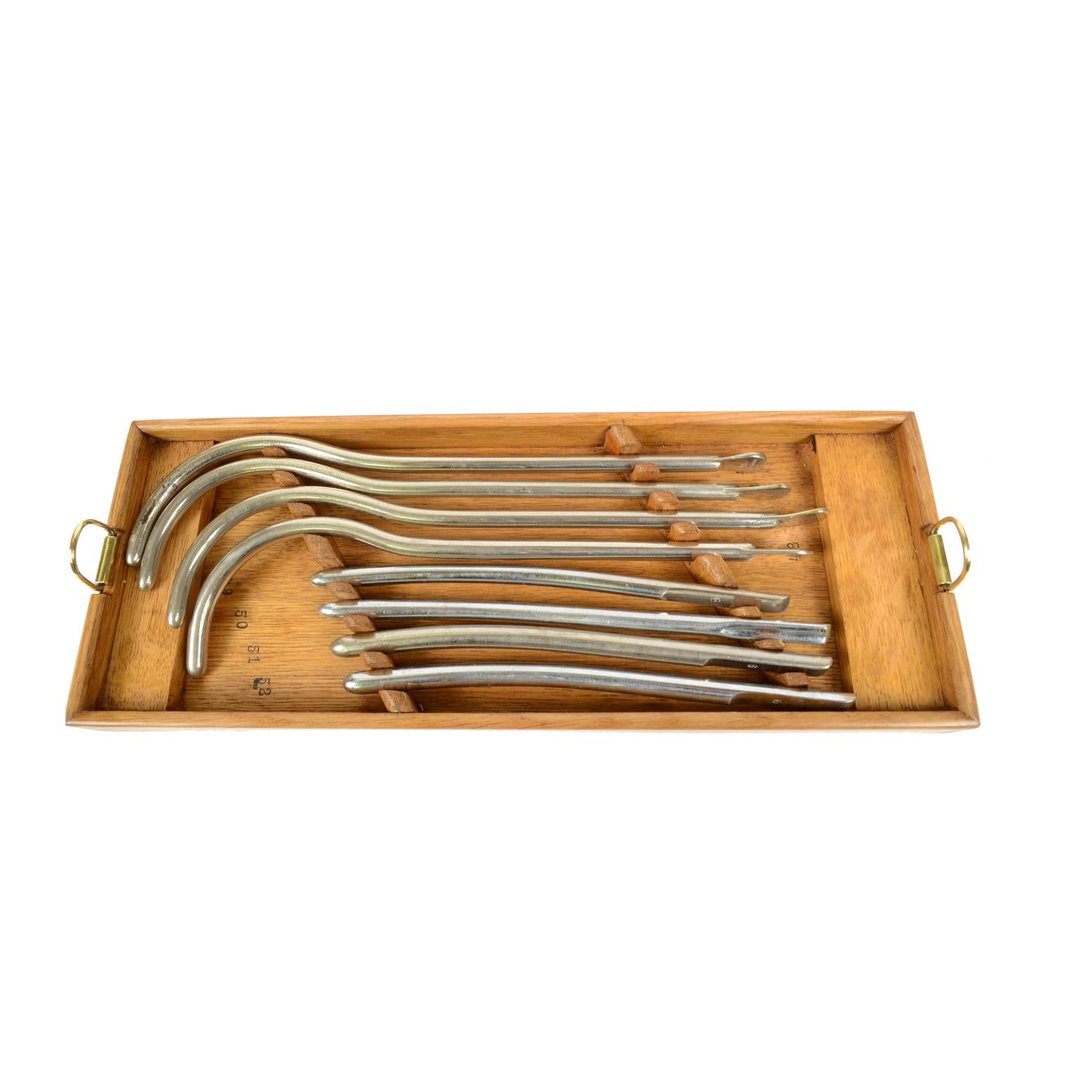 Genitourinary Instrumente von Bougies Eichenholzschachtel, antikes medizinisches Gerät, 1870er Jahre im Zustand „Gut“ im Angebot in Milan, IT