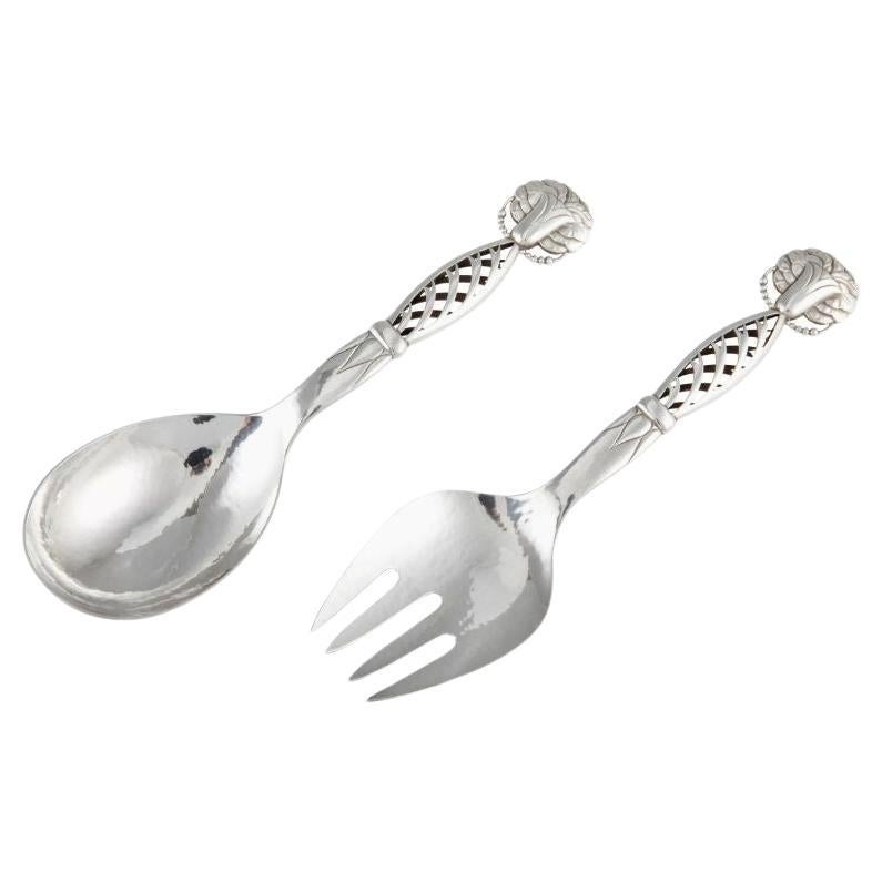 Set of Georg Jensen Sterling Silver Large Ornamental Serving, Pattern 83 For Sale