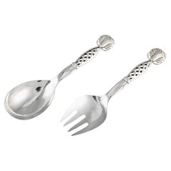 Set of Georg Jensen Sterling Silver Large Ornamental Serving, Pattern 83