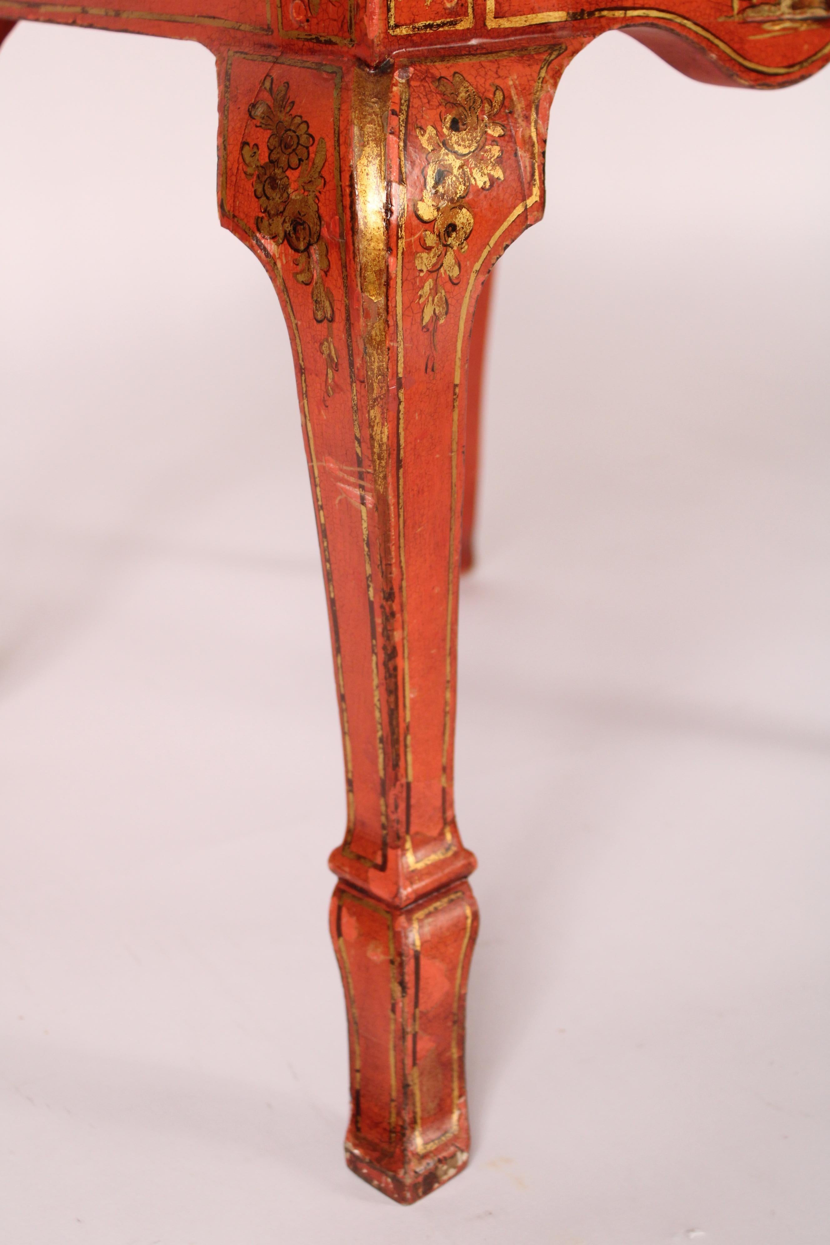 Set of 6 George I Style Red Chinoiserie Decorated Dining Room Chairs 4