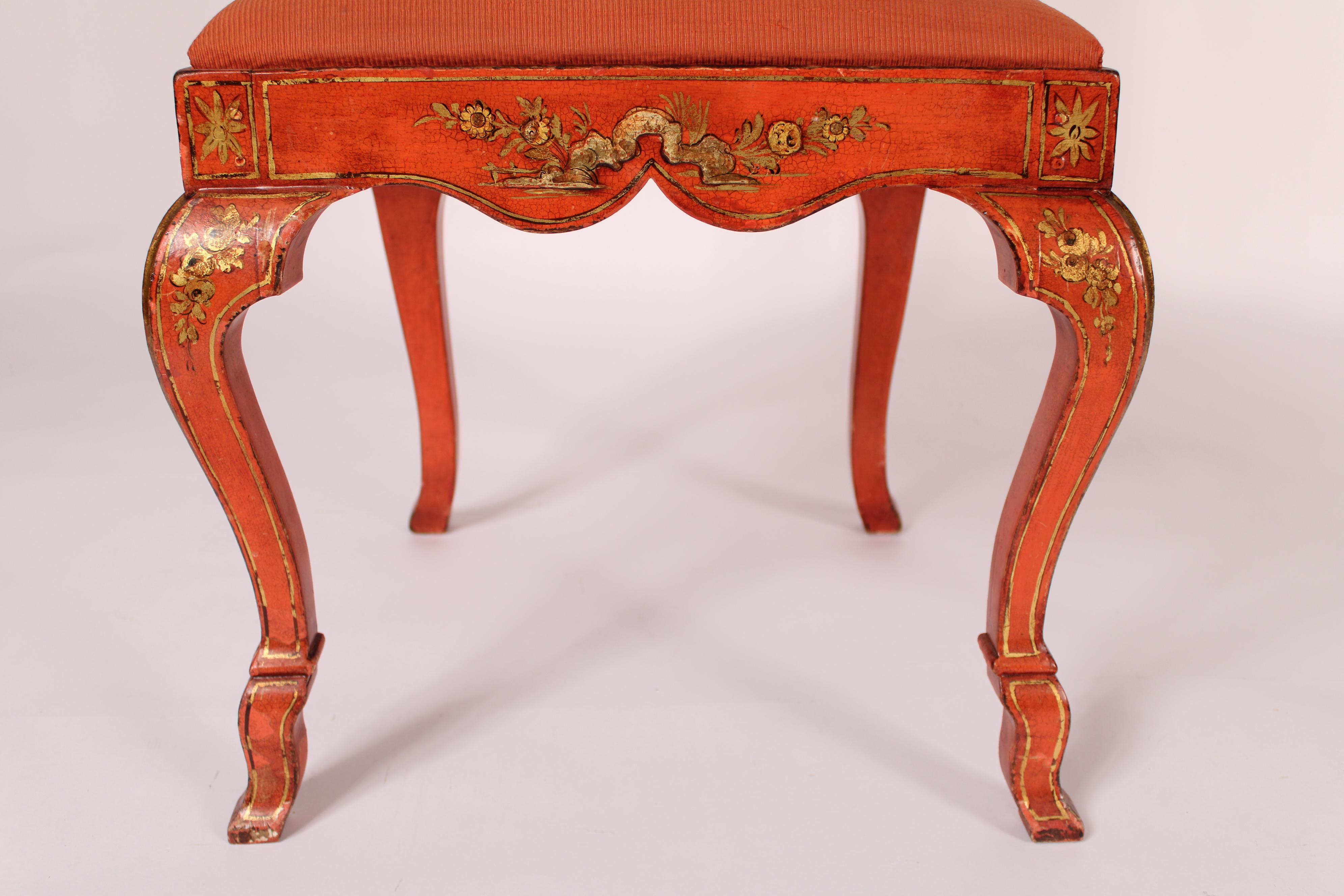 Set of 6 George I Style Red Chinoiserie Decorated Dining Room Chairs 3