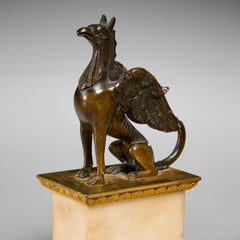 Set of George III of Chambers Style  Bronze Neoclassical  Griffin Candlesticks