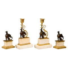 Satz von George III von Chambers Stil  Bronze Neoklassisch  Griffin-Kerzenleuchter