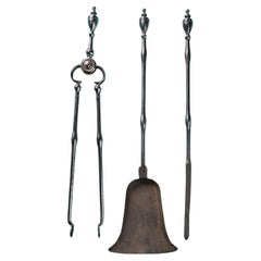 Antique Set of George III Polished Steel Fire Irons