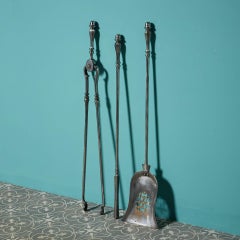 Set of George III Polished Steel Fire Tools