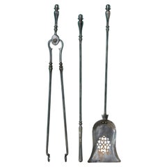 Set of George III Polished Steel Fire Tools