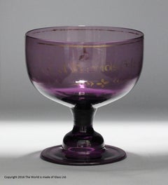 Set of Georgian, Hand-Blown, Gilded, Pale Amethyst Glass Cream Jug and Sugar Bow