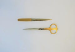 Set of German Brass and Stainless Steel Scissors and Letter Opener