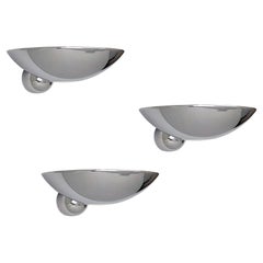 Set von deutschen Vintage-Skulpturen Chrom Glas Wandleuchten Sconces