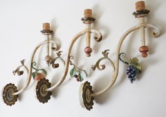 Ensemble d'appliques géantes forgées à la main pour la maison de campagne Pomme, cerise et raisin