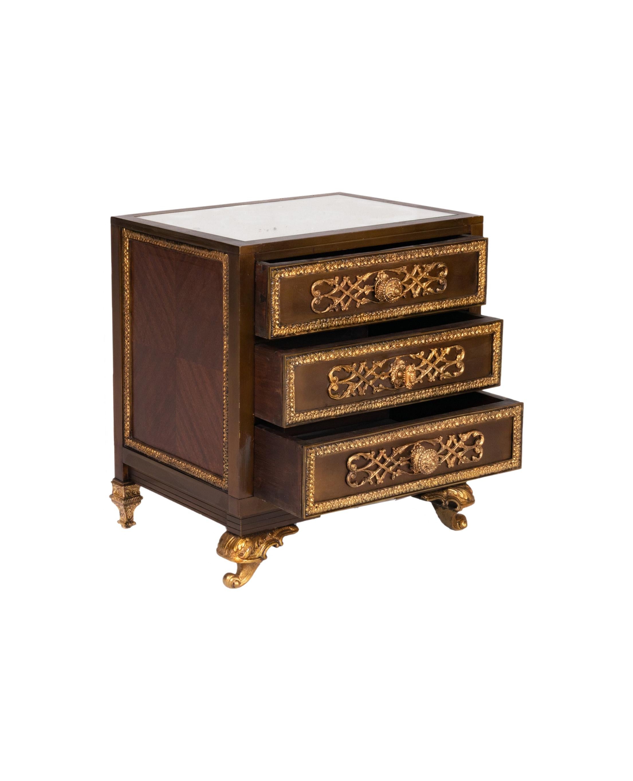 Set Of Gilded Bronze Louis XV Bedside Tables, 20th Century For Sale 4