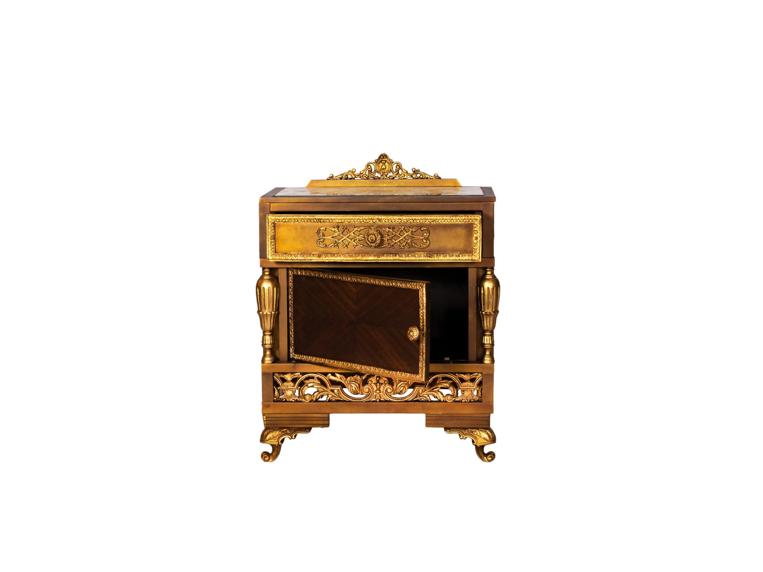 Set Of Gilded Bronze Louis XV Bedside Tables, 20th Century For Sale 5