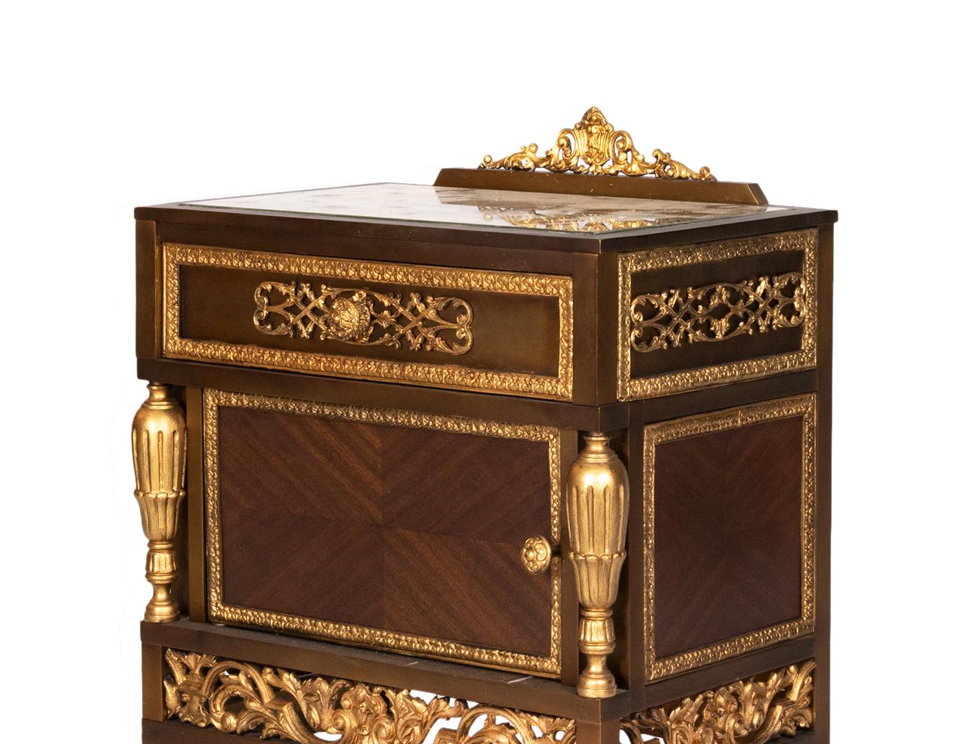 Gilt Set Of Gilded Bronze Louis XV Bedside Tables, 20th Century For Sale