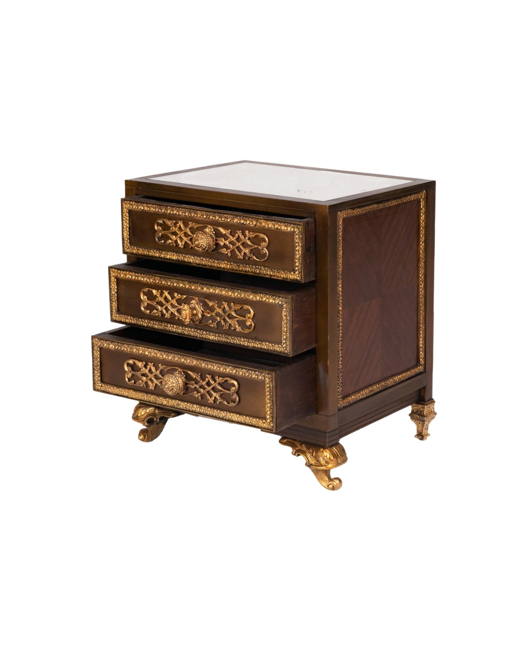 Set Of Gilded Bronze Louis XV Bedside Tables, 20th Century For Sale 3
