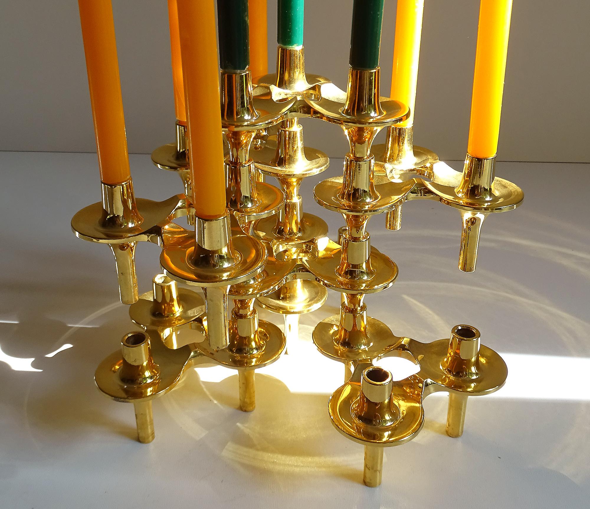 Set of 8 1960s Modular Gilded Candlestick by Ceasar Stoffi , BMF For Sale 5