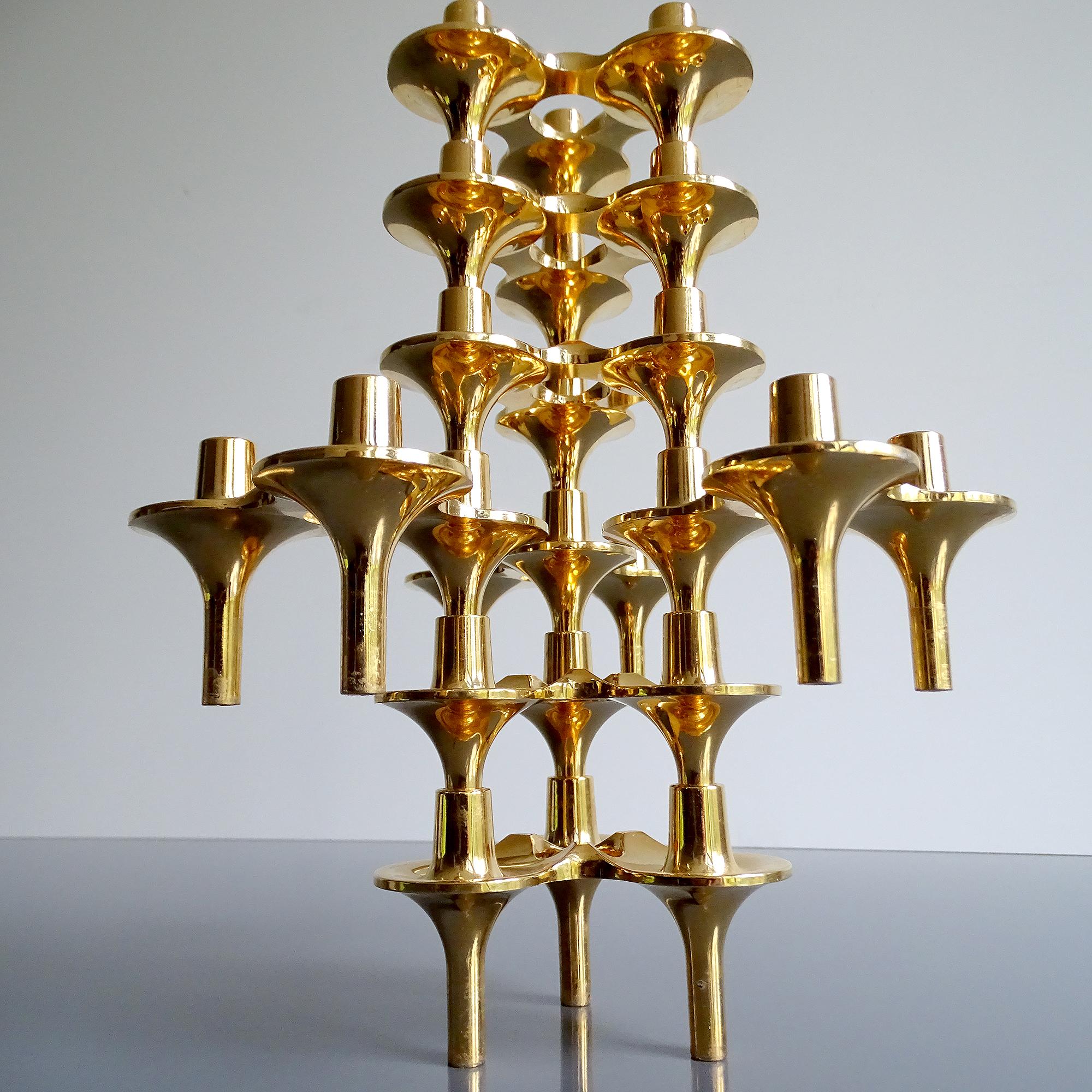 Set of 8 1960s Modular Gilded Candlestick by Ceasar Stoffi , BMF For Sale 6