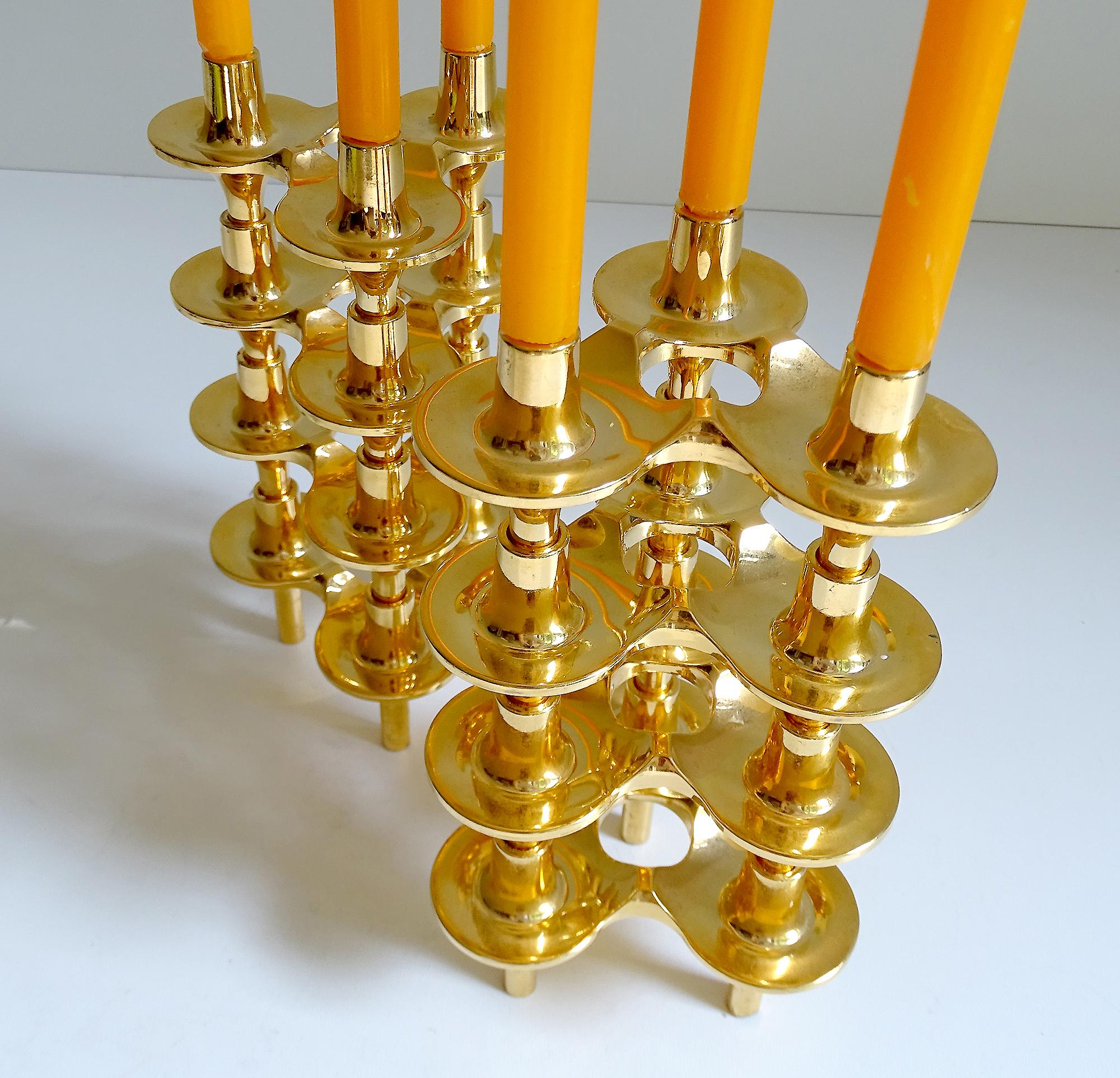 Set of 8 1960s Modular Gilded Candlestick by Ceasar Stoffi , BMF For Sale 7