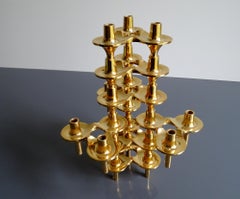 Set of 8 1960s Modular Gilded Candlestick by Ceasar Stoffi , BMF