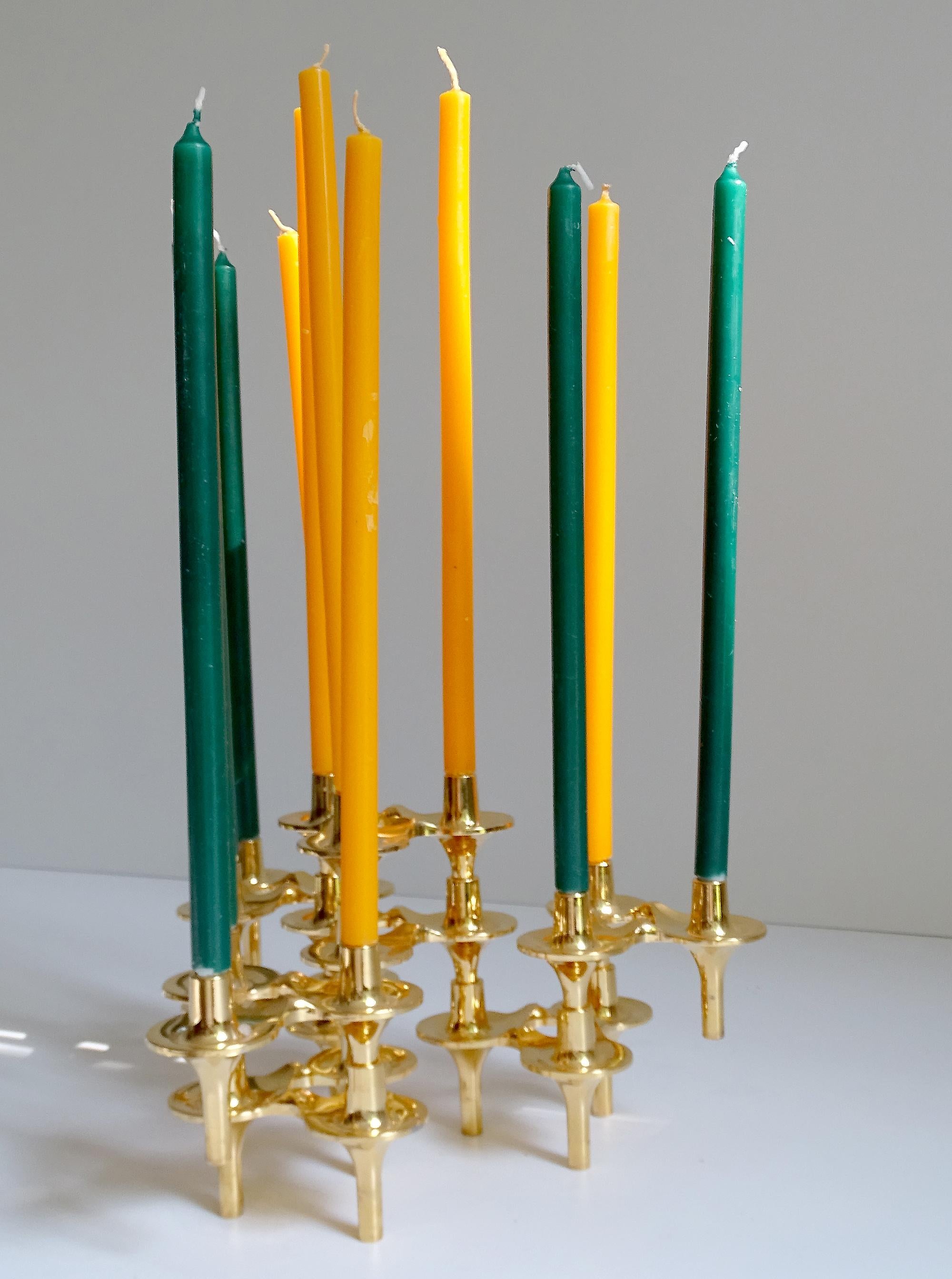 Set of 8 1960s Modular Gilded Candlestick by Ceasar Stoffi , BMF For Sale 2
