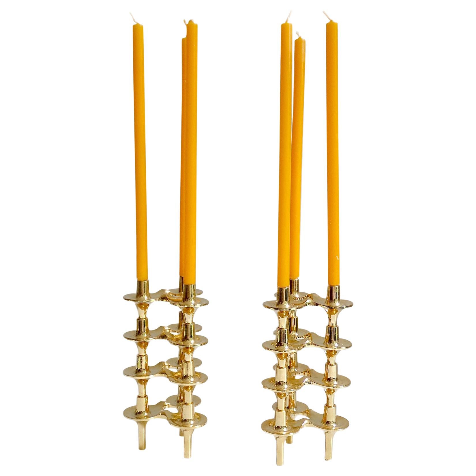 Set of 8 1960s Modular Gilded Candlestick by Ceasar Stoffi , BMF For Sale