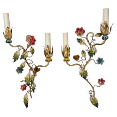 Set of Gilt and Painted Sconces, Sold per Pair