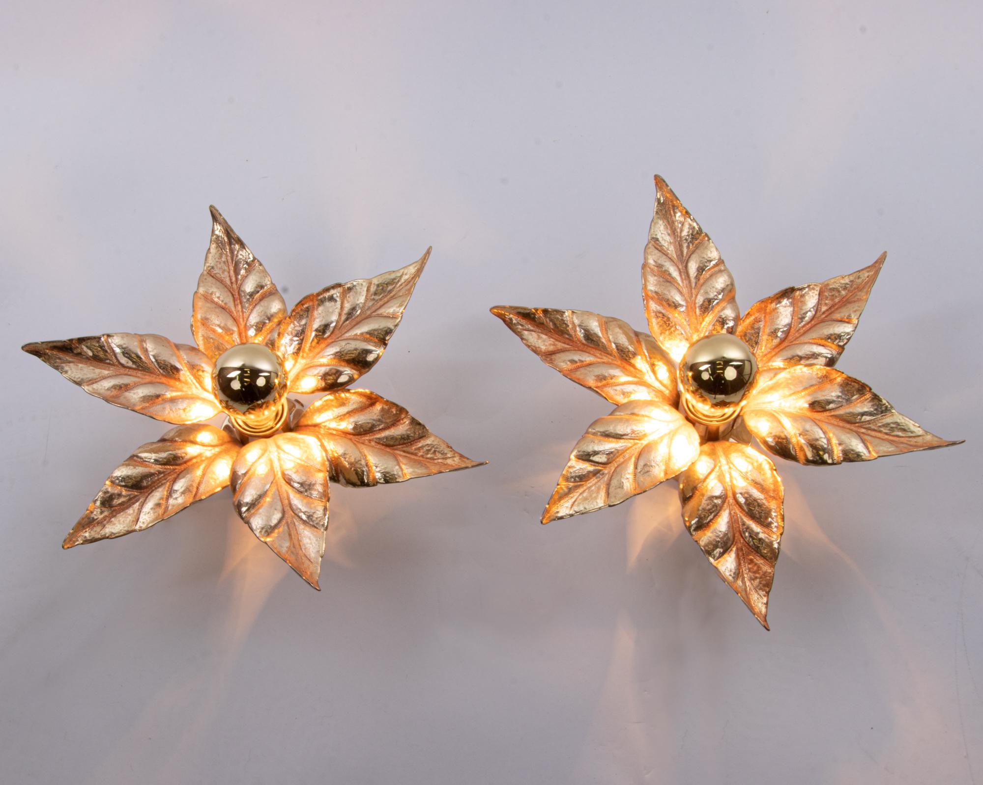 Late 20th Century 1970 Belgium Willy Daro for Massive Hollywood Regency, Wall Lights, Set of 3